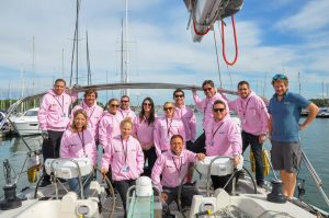 Corporate day team photo on yacht